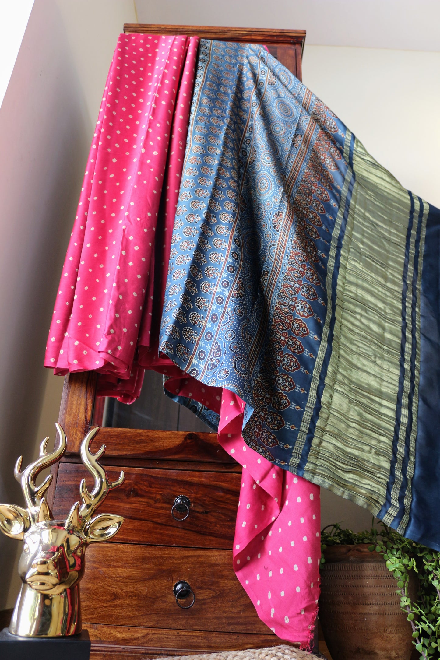 Saree Ajrakh Bandhani Gajji Silk
