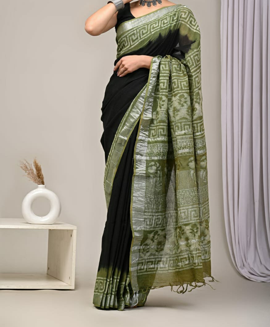 Saree Khadi Linen Cotton