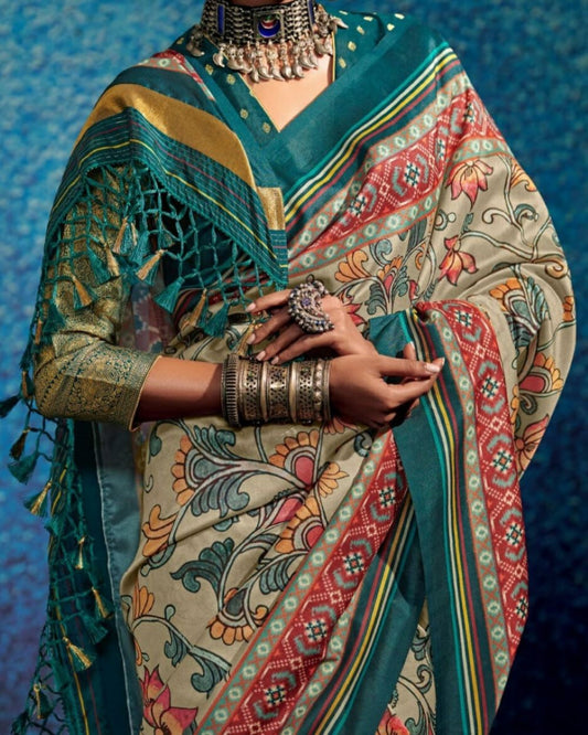 Saree Kalamkari Patola Tussar Silk